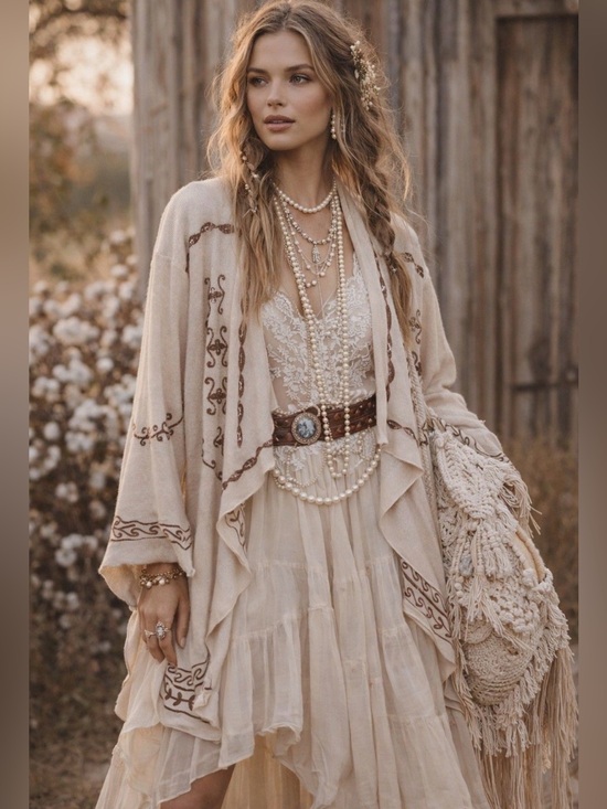 Young Threads Sweaters - New‼️ Young Threads 🐴 Embroidered Boho Draped Cardigan NWT M Western Festival